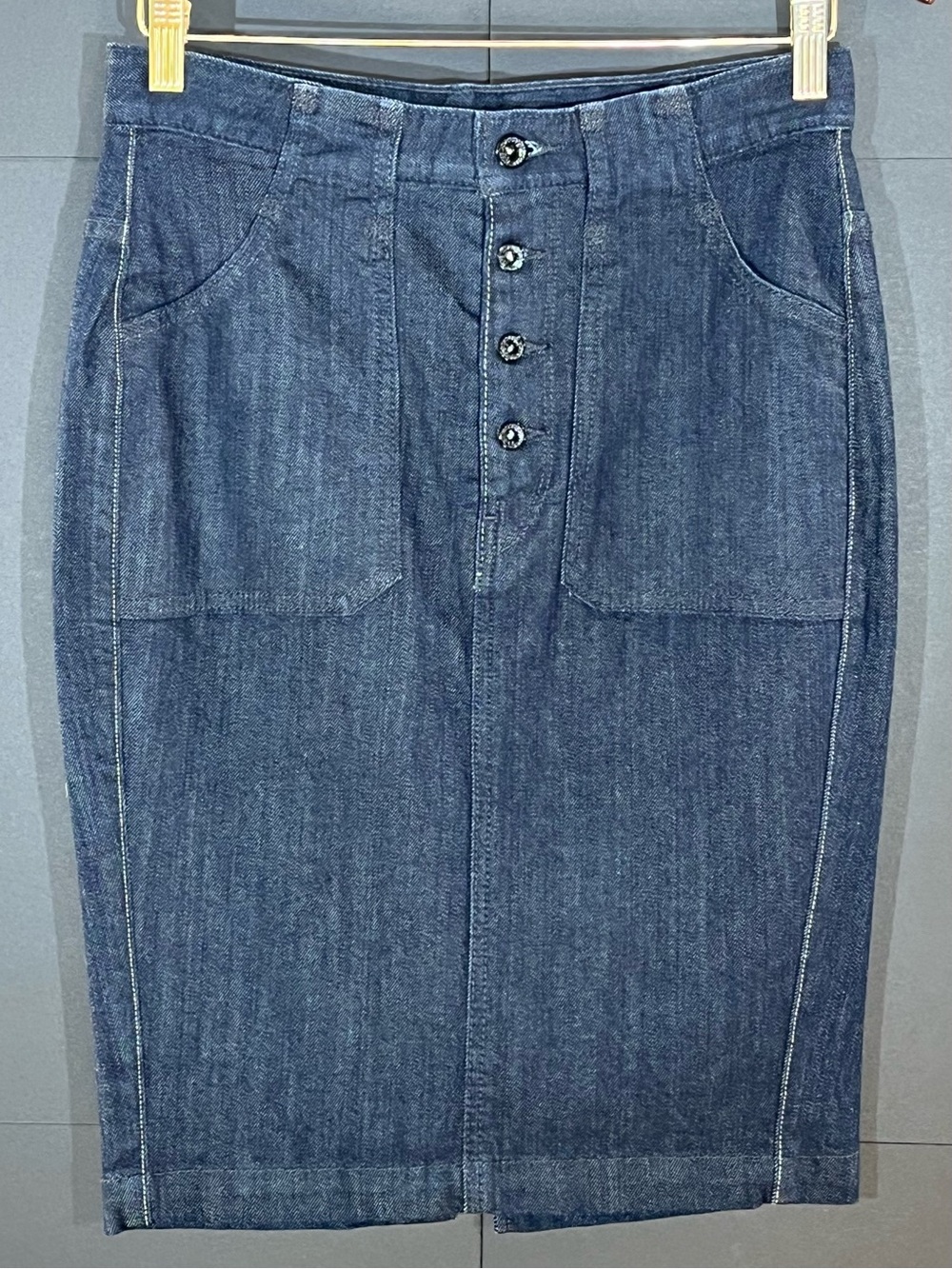Levi's Dark Wash “Sexy Secretary” Fitted Button-Fly 98% Cotton Pencil Skirt